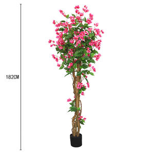 屋内工場人工植物プラスチック製人工ブーゲンビリア鉢植えピンクの花のついた木カフェ装飾用 - Product Image 2