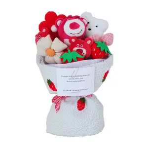 Подарочный набитый букет кулонок кулони кролик стежок цветок букет для влюбленных Валентина цветок мягкая кукла рождественский плюшевый мишка игрушки