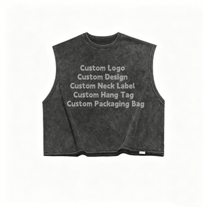 Custom Vintage 200gms Blank Breathable Acid Wash Cropped Boxy Vest Sleeveless T-Shirt Tank Top <strong>Men</strong> Oversized Distressed t Shirt - Product Image 3