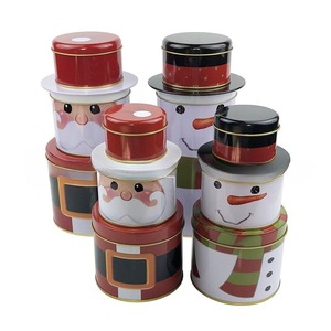 RTS dễ thương Nhật Bản Phong Cách phim hoạt hình Santa Claus Snowman Biscuit <span class=keywords><strong>cookie</strong></span> có thể tinplate kim loại có thể kẹo nến lọ - Product Image 5