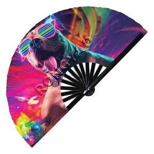 <b>Large</b> 33cm Rave Hand <b>Fan</b> Bamboo with Painted Decoration for Home Business or Promotional Gift Handmade Souvenir - Product Image 4