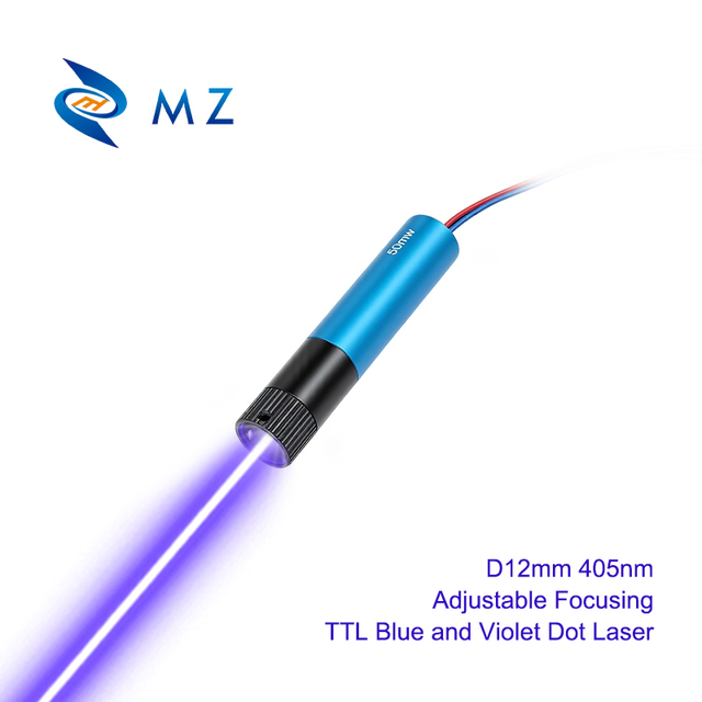 New Adjustable Focusing TTL Blue and Violet Dot Laser Diode Module 405nm D12mm 20mW 30mW 50mW 100mW 3V 5V Industrial Grade