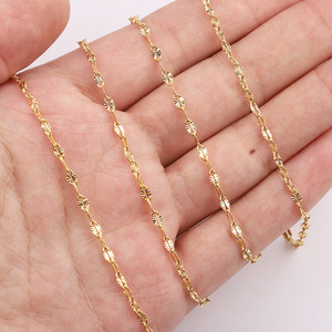 Chaîne de clavicule pour femme en acier inoxydable doré, chaîne à lanières gaufrées, collier français DIY, chaîne fine 18 carats inaltérable - Product Image 2