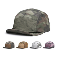 Casquette Gorpcore pour homme, personnalisable avec logo, camouflage, Ripstop, 5 panneaux, respirante, imperméable, 100% polyester, pliable, à visière courte, pour le camping et les activités de plein air