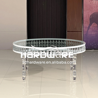 Table centrale en cristal de jambes acryliques d'acier inoxydable de rectangle luxueux pour la table de console d'acier inoxydable d'or de mariage