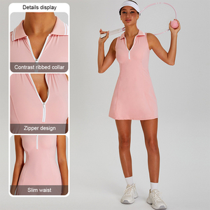 XW-TM0244 con collo a coste a pallina sottaceto vestiti con cerniera vita sottile da donna gonna da Golf <span class=keywords><strong>nude</strong></span> sensazione abito da Tennis - Product Image 2