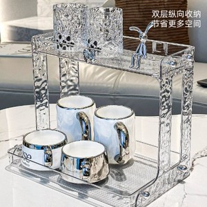 Double Layer Cosmetic Storage Rack Plastic Vanity Organizer With Water Ripple Surface For Makeup Storage 10kg Capacity - Product Image 1