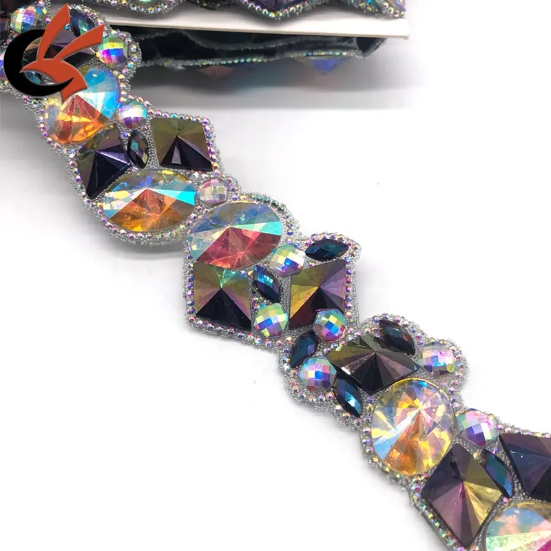 Luxo Carnaval traje decoração gemas resina Ferro em strass aparar