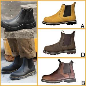 Bottes de Sécurité <span class=keywords><strong>Chelsea</strong></span> à Embout Acier pour Hommes, en Cuir <span class=keywords><strong>Nubuck</strong></span> Jaune de Vache, Chaussures de Travail de Sécurité pour la Construction et l'Usine - Product Image 4