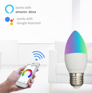 Ampoule LED intelligente à intensité variable, lumière de bougie RGB, commande vocale WiFi avec Alexa et Google Assistant, E14/E27, pour la maison, la chambre à coucher, la cuisine - Product Image 3