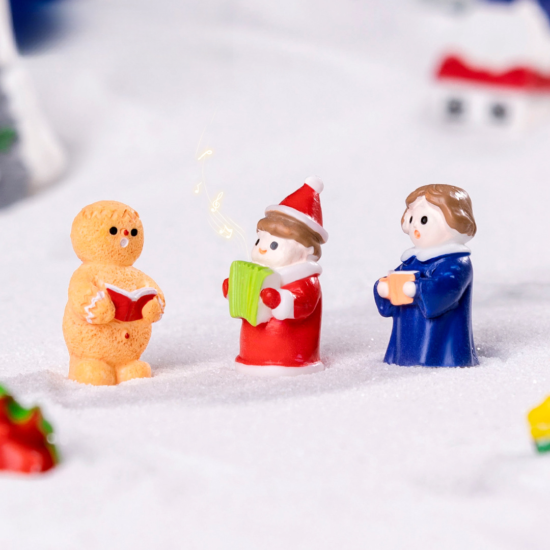 Blue girl 5 Pack Miniature Christmas Figurines DIY Micro Landscape Decoration Accessories Cute Resin Ornaments for Holiday Crafts