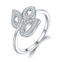 Trois pièces feuille bague 5A grade zircone bague de mariage en argent femmes bague de fiançailles