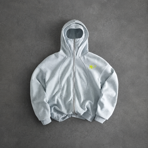 Custom OEM Factory High Quality Light <b>Grey</b> Cotton Fleece Zip Up Hoodie Cross Front Star Embroidery <b>Mens</b> Hoodies - Product Image 2