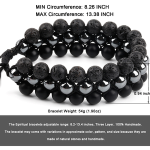 Vòng Tay Nam, Đá Mã Não Đen Mờ Lava Hematite Đính Cườm Vòng Tay Trang Sức Thời Trang Quà Tặng Sinh Nhật - Product Image 6