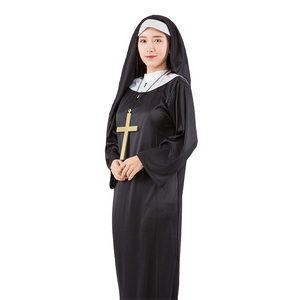 Costume da <span class=keywords><strong>suora</strong></span> per adulti <span class=keywords><strong>vestito</strong></span> da <span class=keywords><strong>suora</strong></span> prete nero pastori Costume da festa Cosplay di Halloween - Product Image 4