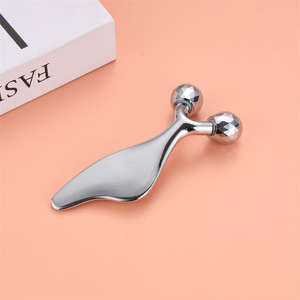 Masajeador de doble rodillo de mano de acero inoxidable coreano y tabla de raspado Facial para cara ojos manos piernas/brazos - Product Image 6