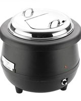 Calentador de Sopa Eléctrico de 10L con Tapa de Acero Inoxidable, Temporizador Mecánico de 6-8 Horas, Capacidad para Equipo de Restaurante