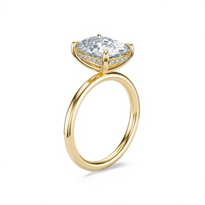 Anillo de compromiso de lujo con diamante de corte cojín de 3 quilates en oro amarillo Roy Diamond RD EW 014, engastado con puntas - Product Image 3