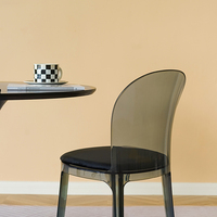 Chaise de salle à manger en acrylique, siège en coton et lin, patins en caoutchouc, mobilier de maison, style nordique moderne, transparente, simple, élégante, durable, confortable