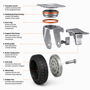<span class=keywords><strong>Roue</strong></span> pivotante universelle silencieuse en caoutchouc pour chariot <span class=keywords><strong>de</strong></span> transport robuste - Product Image 6
