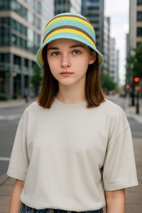 トレンディな冬用コットンかぎ針編みのバケットハット通気性のある手作りフィッシャーマンキャップスキー & アウトドア毎日使用 - Product Image 3