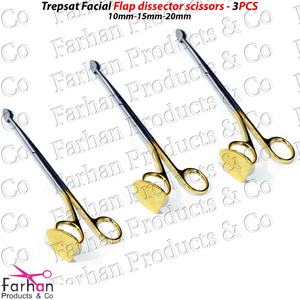 Ensemble de ciseaux à dissection faciale Trepsat, 3 pièces, 10 mm, 15 mm, 20 mm, longueur totale par Farhan Products & Co - Product Image 1