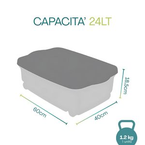 Contenitore Multiuso 60x40x18.5 Cm 24L con Ruote e Coperchio Trasparente per Lavanderia e Organizzazione - Product Image 2