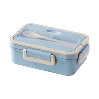 AHLE1112/Weizenstroh-Lunchbox, mikrowellengeeignet, warmhaltend, tragbar, für Studenten, Kunststoff, unterteilt, für Büroangestellte, moderne Box