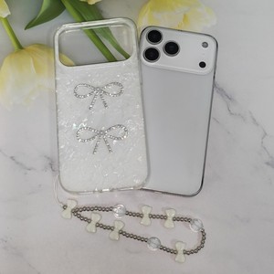 Funda Protectora para Teléfono con Diseño de Concha 3D, Lazo de Diamantes y Correa de Muñeca con Cuentas, para iPhone 17 Pro Max 16 15 14 11 Samsung - Product Image 4