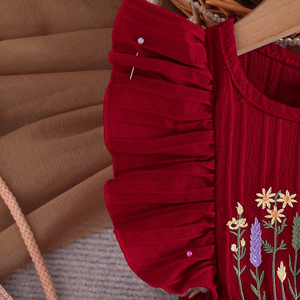 Vestido de Verano para Niñas de 6 Meses a 3 Años, con Flores Bordadas, Mangas Cortas con Volantes, Antiestático, para Fiestas - Product Image 4