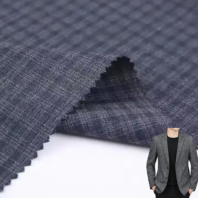 280GSM Rayon Yarn Dye British Style Houndstooth Plaid Check Men's Suiting Viscose Nylon Spandex Blend Tr Fabric for Garments