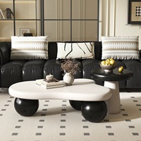 Table basse Cloud française, table basse moderne minimaliste, style crème pour appartement, salon, table centrale pour la maison, plateau en bois