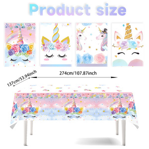 Nappe jetable en PE à thème Licorne Roulante, Décoration de fête d'anniversaire, Style frais, Décoration de table - Product Image 5