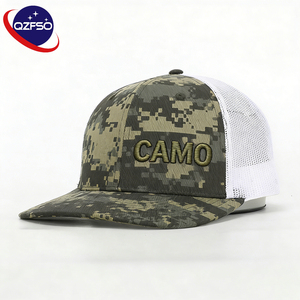 QZFSO Custom Cotton Snapback Fitted Sport Running Dad Baseball Cap For Men Mesh 5 Panel Gorras Embroidery Sun <b>Camo</b> Trucker <b>Hat</b> - Product Image 1
