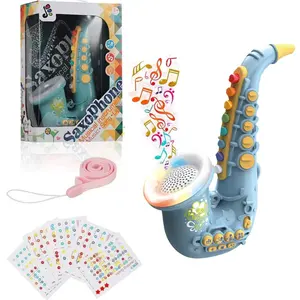 儿童玩具萨克斯管，小号单簧管玩具萨克斯管儿童乐器，带灯光和音乐，可爱安全的教育萨克斯管玩具