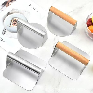 Antiadherente <span class=keywords><strong>de</strong></span> acero inoxidable, forma redonda y cuadrada, hierro, hamburguesa, tocino, prensa <span class=keywords><strong>de</strong></span> carne, Kit <span class=keywords><strong>de</strong></span> trituradora, trituradora <span class=keywords><strong>de</strong></span> <span class=keywords><strong>hamburguesas</strong></span> con mango <span class=keywords><strong>de</strong></span> madera - Product Image 4