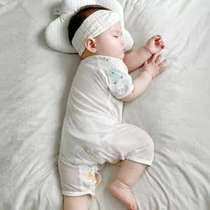 Combinaison pour bébé à manches courtes et jambes longues, en coton pur fin, respirante, combinaison d'été unisexe, classe A - Product Image 3