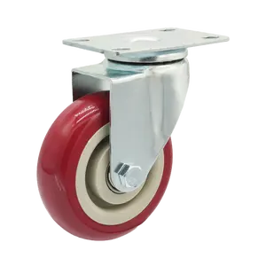 Factory Wholesale 5 Inch Red Caster Wheels with Zinc Plated Swivel Bracket for Scaffold Cart Machine