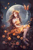 Kit de Peinture Diamant 5D Fée Fantastique Fille Pleine Lune Papillon Fleur Mosaïque Complète DIY pour Adultes Décoration Murale