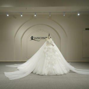 Gt26041 Modern Palace Vestido de Novia Romántico de Lujo de Alta Gama con Hombros Descubiertos, Apliques 3D, Pedrería, Largo hasta el Suelo y Cola Capilla, Ligero - Product Image 6