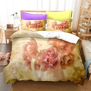 Wholesale <strong>Queen</strong> King Size Printed 100% Polyester Microfiber 3pcs 4pcs Bedsheet Duvet Cover <strong>Bedding</strong> Sets - Product Image 4