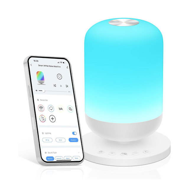 Portable Tuya Control White Noise Sound Machine With 34 Soothing Sound Voice Control with Night Light