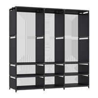 Armoire portable multifonctionnelle, étagère de salon, grande capacité, organisateur de vêtements, amovible, non tissé
