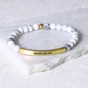 Mama Bear Engraved Rose Gold Plated <b>Beaded</b> <b>Bracelet</b> Women's Natural Stone Jewelry Classic Style Gift <b>Bracelet</b> - Product Image 2