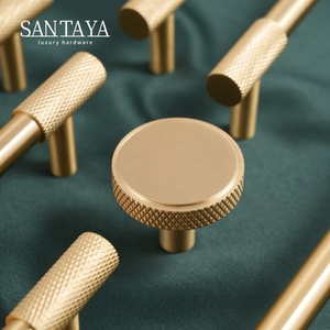 Poignées de meubles en laiton Santaya, motif croisé diamanté, boutons dorés, pour armoires et placards, poignées de porte solides de luxe - Product Image 2