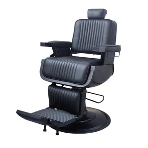 Sillón de Barbería Hidráulico de Cuero Moderno, Rotación de 360 Grados, Base Ajustable en Altura, Diseño Contemporáneo y Duradero para Salones Comerciales - Product Image 1