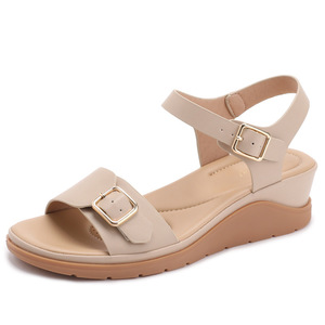 Sandali <span class=keywords><strong>con</strong></span> <span class=keywords><strong>zeppa</strong></span> comodi da donna <span class=keywords><strong>con</strong></span> fibbia regolabile, scarpe estive casual <span class=keywords><strong>con</strong></span> suola morbida antiscivolo per donna, 3 colori disponibili - Product Image 5