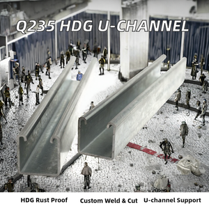 เหล็กชุบสังกะสีแบบจุ่มร้อน Q235 HDG ยี่ห้อ APO แบบกำหนดเอง รูปตัวยู โค้งงอสามทาง ขนาด 41*41 มม. แบบเจาะรู AiSi เชื่อม/ตัดด้วยความร้อน - Product Image 2