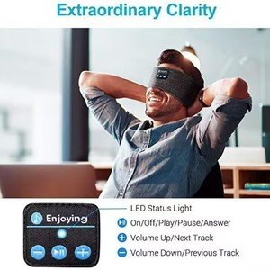 Bandeau Bluetooth noir et gris en polyester anti-transpiration pour la course, le yoga, la musique, le sommeil et l'extérieur - Product Image 4