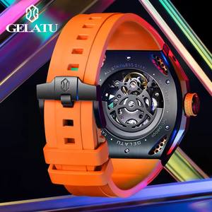 Reloj Mecánico GELATU de Diseño Hueco, Deportivo de Lujo, Totalmente Automático, con Correa de Silicona, Resistente al Agua, Reloj para Hombre - Product Image 6